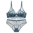 thumbnail image 2 of Gibobby Conjuntos de bragas de encaje Ropa interior de encaje sexy grande ultra delgado que un pequeño anillo de Ahuecado Sujetador push up Sujetador(Azul, 70B), 2 of 4