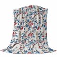thumbnail image 6 of Blue Red Botanical Blanket Soft Cozy Warm Twin Blanket for Bed, Plush Fuzzy Flannel Fleece Blankets for Sofa, Summer Watercolor Flower Branch Plant Throw Blankets for Couch, Gifts for Men, 60"x80", 6 of 9