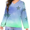 thumbnail image 7 of qelini Plus Size Pajama Sets for Women Cute Print V Neck Long Sleeve Shirt and Pant Sleepwear Soft Cozy Loungewear, 7 of 7