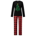 thumbnail image 2 of Pijamas navideños familiares a juego, camiseta de manga larga con estampado de árbol y pantalones a cuadros. Ropa de dormir para estar en casa., 2 of 10