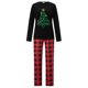 thumbnail image 2 of Pijamas navideños familiares a juego, camiseta de manga larga con estampado de árbol y pantalones a cuadros. Ropa de dormir para estar en casa., 2 of 10