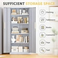 thumbnail image 6 of SUNCROWN 63" Metal Storage Cabinets with Lock, Tool Cabinet, Locking Steel Storage, Tall Locker Organizer Garage Cabinets with 2 Doors and 4 Shelves for Home,Garage,Office, Dark Grey, 6 of 18