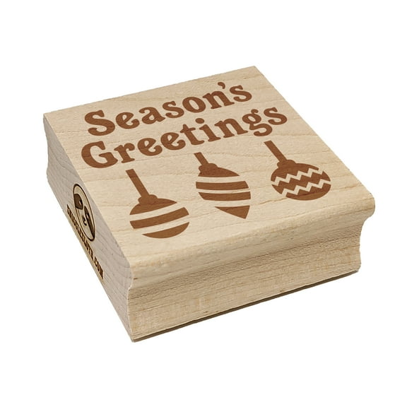Season's Greetings Christmas Ornaments Square Rubber Stamp Stamping Scrapbooking Crafting - Small 1.25in