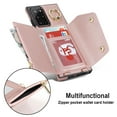thumbnail image 6 of Crossbody Strap Wallet Case for Samsung Galaxy Note 20 Ultra with Wrist Strap, 360° Rotating Ring Kickstand & Card Holder PU Leather Purse Magnetic Snap Zipper Case Cover for Note 20 Ultra, Rosegold, 6 of 9