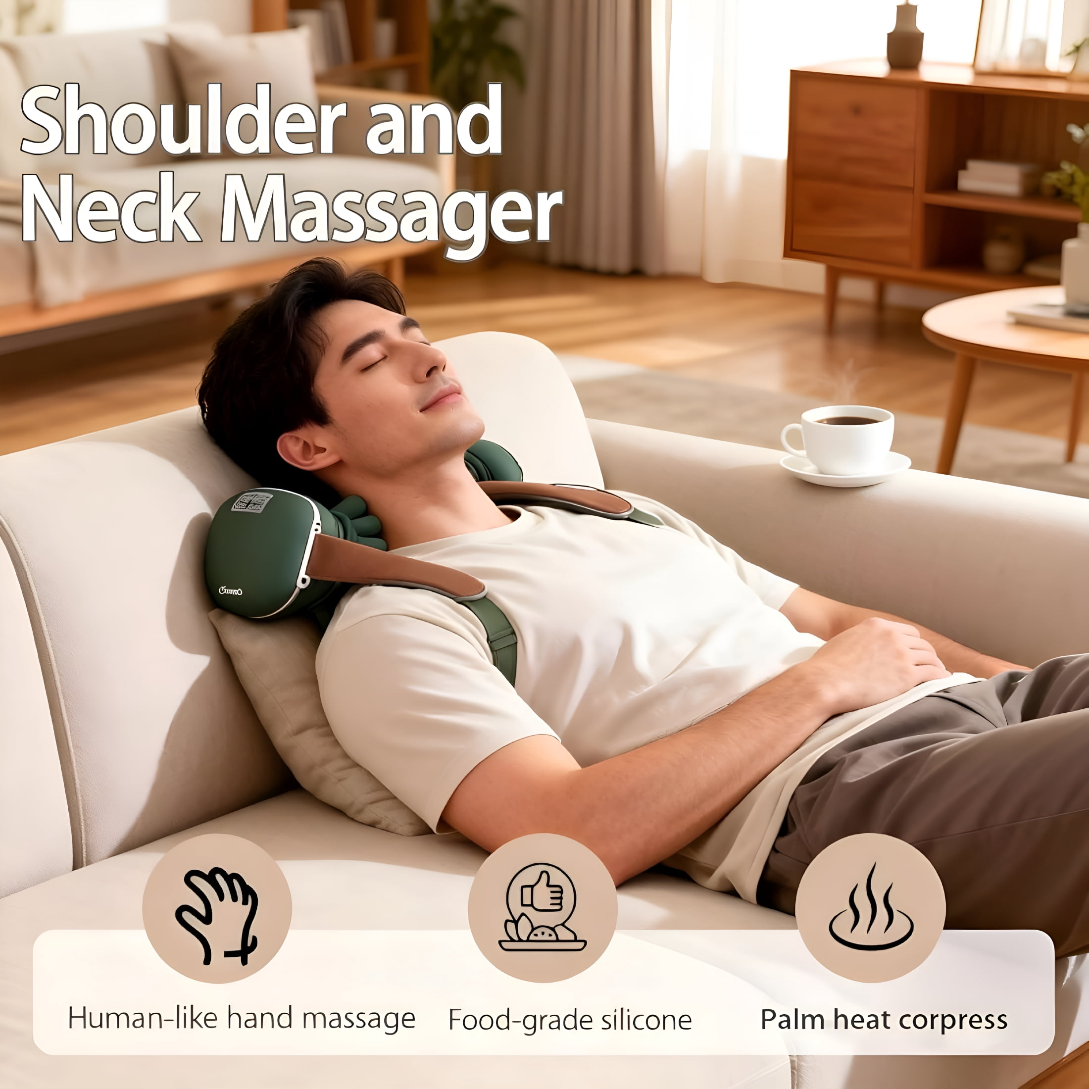 XIRQI Relaxation Massager-Neck Massager with Fingers,Heated Hand Shoulder and Neck Massagers,4D Kneading Shoulder Massagers for Pain Relief Deep Tissue Muscle Tension