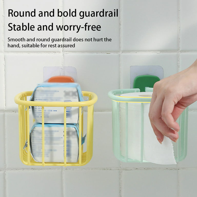 No Punching Bathroom Accessories Toiletry Storage Basket Wall