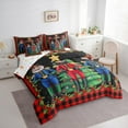 thumbnail image 3 of Feelyou Cute Nutcracker Bedding Comforter Set 7pcs, Happy Christmas Queen Bedding Sets, Black Red Buffalo Geometric Reversible Queen Sheet Sets, Microfiber Bedroom Decor, 3 of 7