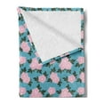 thumbnail image 2 of Blue and Pink Soft Flannel Fleece Throw Blanket, Digitally Generated Pattern of Soft Chrysanthemums, Cozy Plush for Indoor and Outdoor Use, 70" x 90", Deep Sky Blue Rose, by Ambesonne, 2 of 5