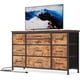 thumbnail image 2 of Tiger stripes brown 10 - cajón cómoda para closet, 55 - pulgada mesa de tv, 47 - pulgada de anchura fabric cómoda con power outlets, sturdy steel frame para dormitorio y sala de estar entrada, 2 of 7