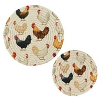 Cotton Rope Pot Holder Set of 2 Kitchen Trivets Chickens Pattern Potholdersfor Hot Pans & Dishes
