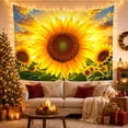 thumbnail image 3 of Large Sunflower with Golden Petals in Amber Rays, Serene Rustic Wall Art for Nature Lovers, Botanical Bloom Decor Housewarming Gift, Tapestry Wall Hanging for Living Room and Bedroom, 3 of 7