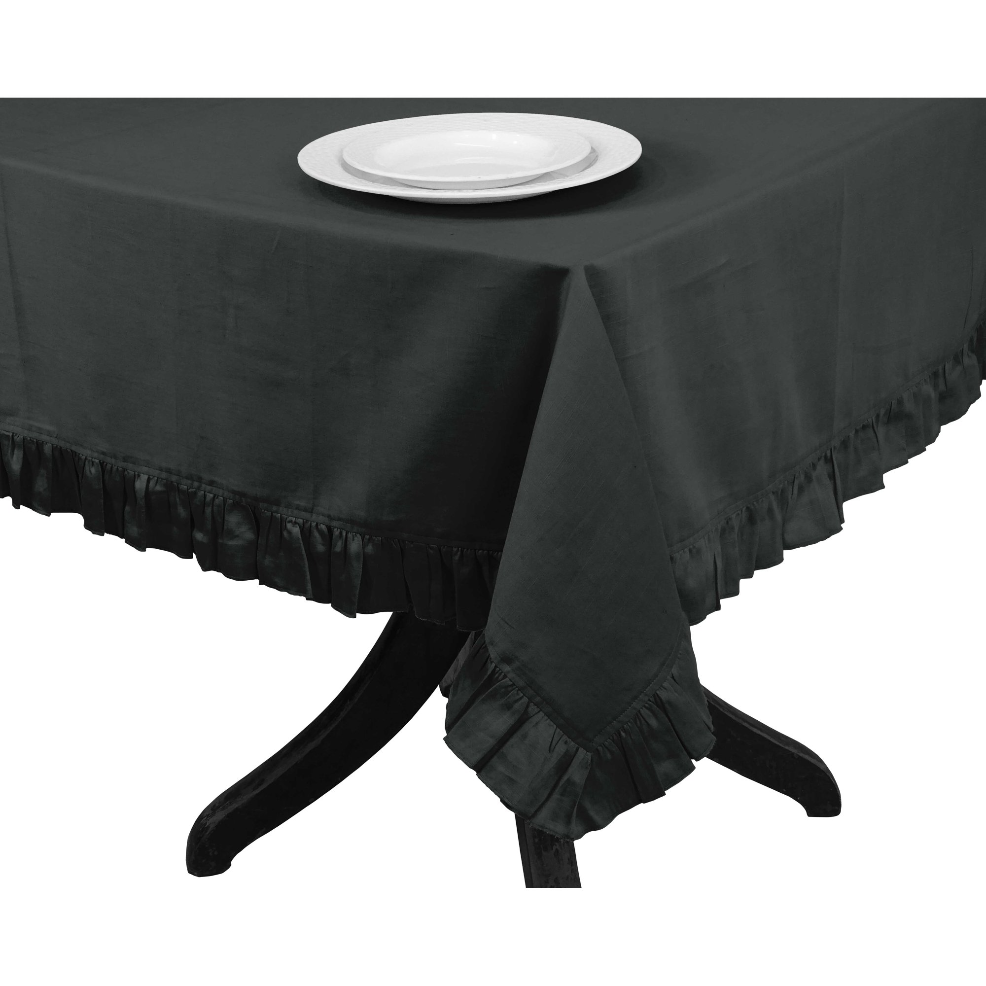 4 Jupes De Table En Guirlande Noire 29x108 Pouces – Déco Mariage, Anniversaire, Fête – Avec Bande Adhésive, Franges Brillantes