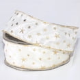 thumbnail image 2 of Ivory and Gold Stars Plump Edge Wired Craft Ribbon 1.5" x 27 Yards, 2 of 2