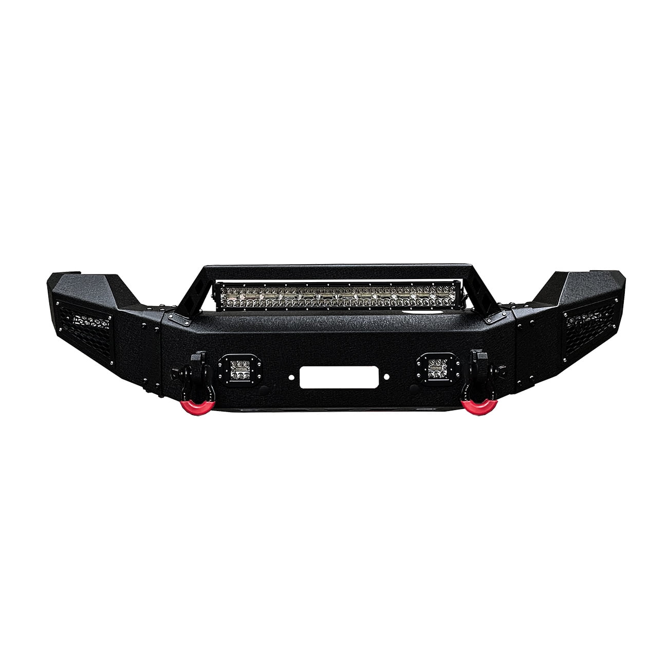 Vijay Compatible with 2011-2012-2013-2014-2015-2016 Ford F250/F350/F450 Front Bumper Textured Black Steel with Light and D-ring