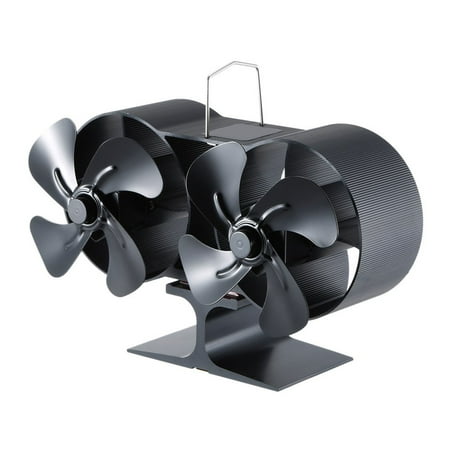 

Reduced！Heat Powered Warm Double Motors Wood Stove 8 Fireplace Fan Wear Resistant