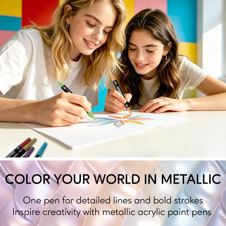 Pagather 24 Metallic Acrylic Paint Markers, Dual Tip photo 5