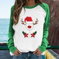 thumbnail image 2 of Camiseta informal de manga larga con cuello redondo y estampado navideño de retazos de primavera para mujer Fridja  bvmnju1826, 2 of 6