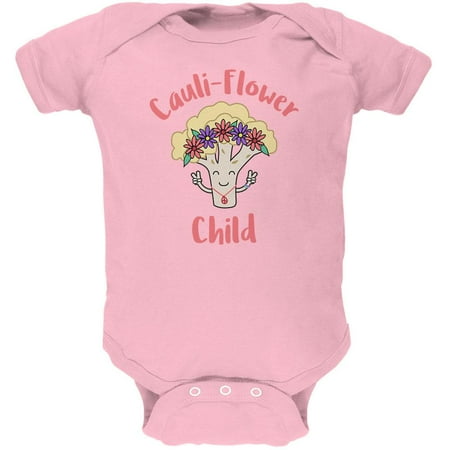 

Vegetable Cauliflower Cauli-Flower Flower Child Funny Soft Baby One Piece Light Pink 12-18 M