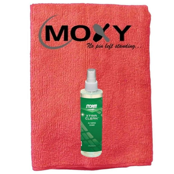 Storm Xtra Clean Bowling Ball Cleaner 8oz Spray Bottle with Moxy Micro Fiber Cleaning Towel (Red)