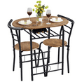 thumbnail image 6 of Alden Design 3 Piece Modern Round Dining Table Set with Steel Legs for Kitchens, Brown, 6 of 6