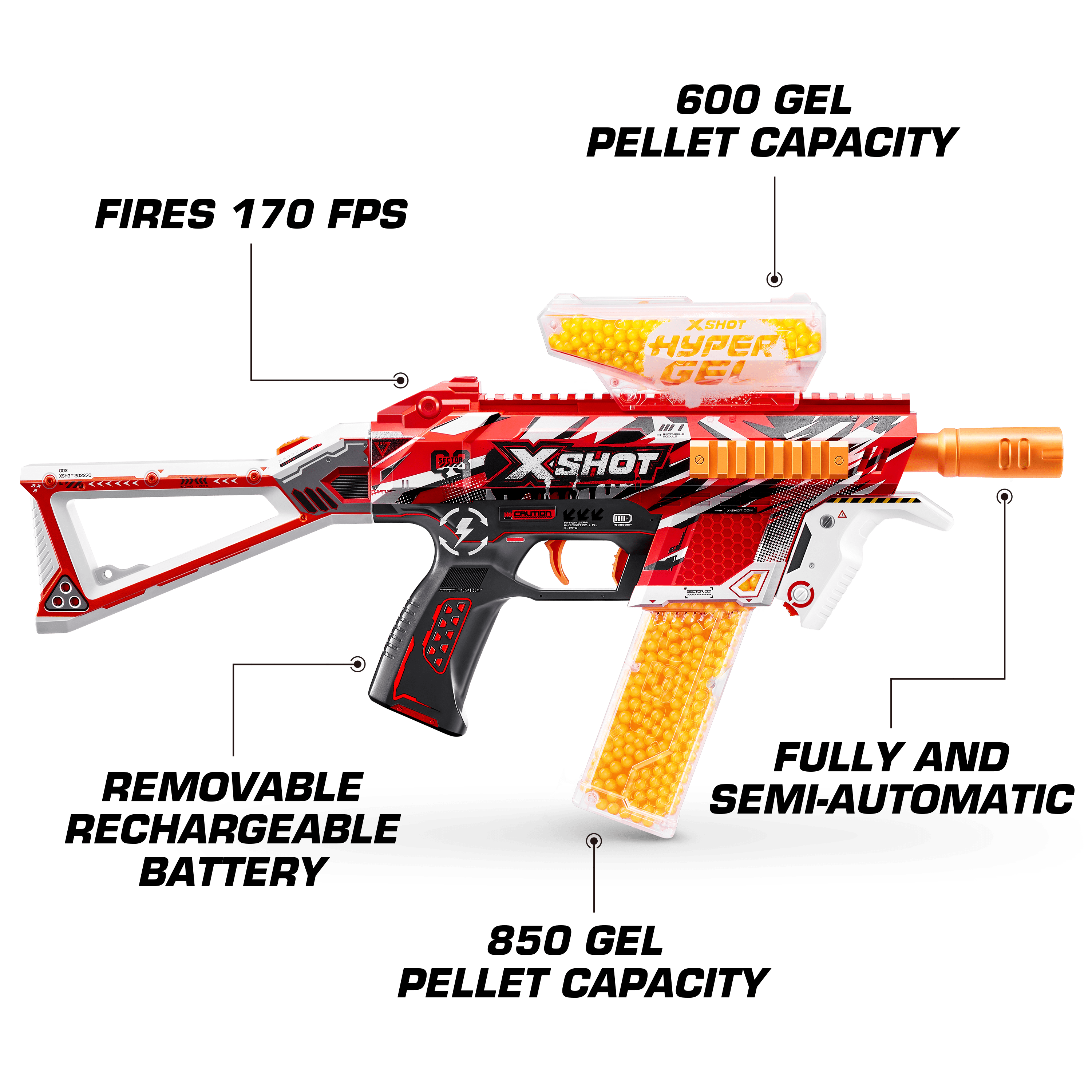 XSHOT Hyper Gel Trace Fire Blaster, Outdoor, (10,000 Hyper Gel