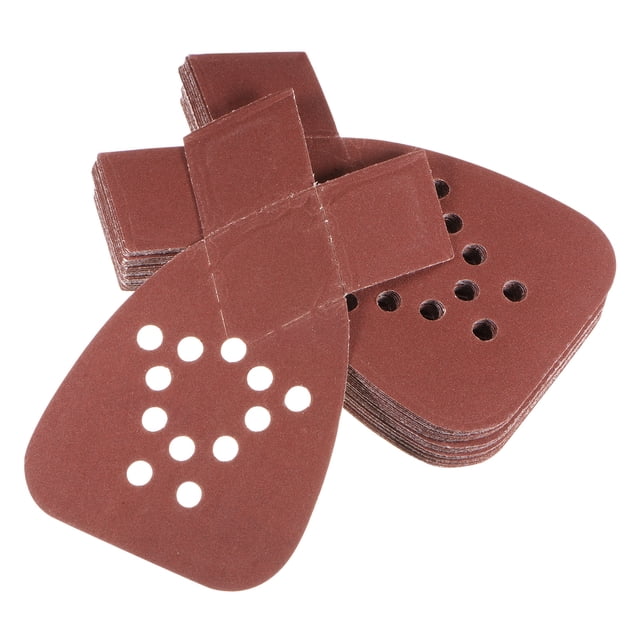 Unique Bargains 24 Packs 240 Grits 12 Holes Hook & Loop Sandpapers Triangular Sanding Pads Sheets with Extra Tips