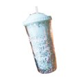 thumbnail image 2 of Yuarrent cómodo beber la botella de agua plástica del iris con resistencia a altas temperaturas de la tapa de la paja Teteras verde claro 550ml, 2 of 6