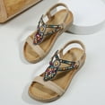 thumbnail image 4 of Mostsola Womens Wedge Sandals Boho Beaded Dressy Beach Shoes Elastic Slingback Open Toe Sandals, 4 of 9