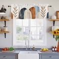 thumbnail image 2 of 2 Pack Bohemian Nordic Valance for Window Simple Colorful Abstract Leaves Kitchen Valance Rod Pocket Short Curtain Topper Decorative Window Treatment for Living Room Bedroom 42"x12", 2 of 8