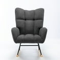 thumbnail image 3 of Modern Rocking Chair, Soft Teddy Velvet Fabric Rocking Chair for Nursery, Comfy Wingback Glider Rocker with Solid Wood Base for Living Room, Bedroom Balcony, 3 of 8