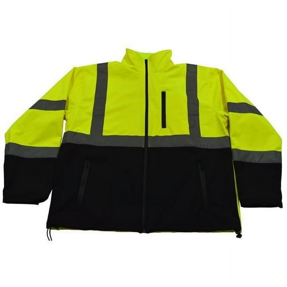 Petra Roc LBSFJ1-C3-3X ANSI 107-2015 Class 3 Two Tone Bottom Water Resistant Soft Shell Jacket, Lime & Black - 3X