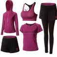 thumbnail image 2 of QATAINLAV Workout Sets for Women 5 Piece Yoga Exercise Gym Outfits Sport Running Athletic Clothing Set Tracksuits Activewear Purple S, 2 of 6