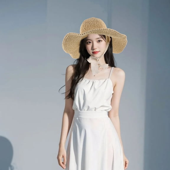 TEHAUX Toddler Wide Brim Beach Hat Sun Paper Grass Hat for Kids and Women Outdoor Activities