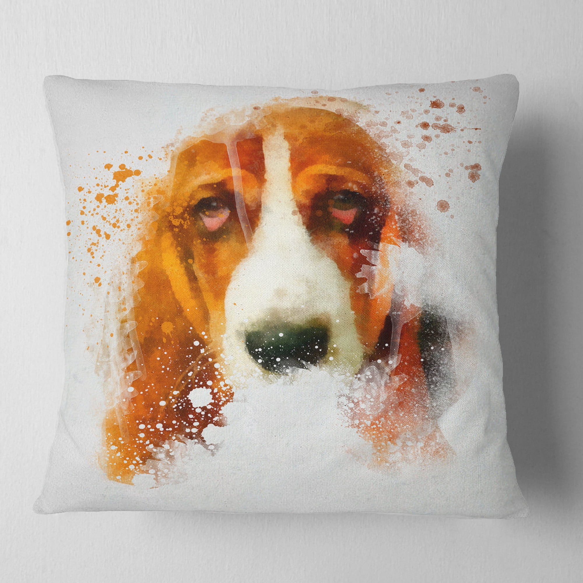 Designart Sober Brown Dog Portrait - Animal Throw Pillow - 16x16