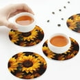 thumbnail image 3 of KLL Drink Coasters Set Round Shape of 4,PU Leather Absorbent Coasters Set Decorative Coffee Cup Coasters Housewarming Gift for Home Decor-Vibrant Sunflower Blooms, 3 of 5