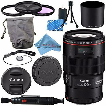 Canon EF 100mm f/2.8L Macro IS USM Lens 3554B002 + 67mm 3pc Filter Kit + Lens Cleaning Kit + Lens Pen Cleaner + Fibercloth (Best Canon Macro Lens For Insects)