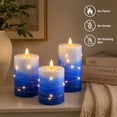 thumbnail image 4 of Set de velas LED sin llama haitanghua de 3 piezas, azul con control remoto, 4 of 9