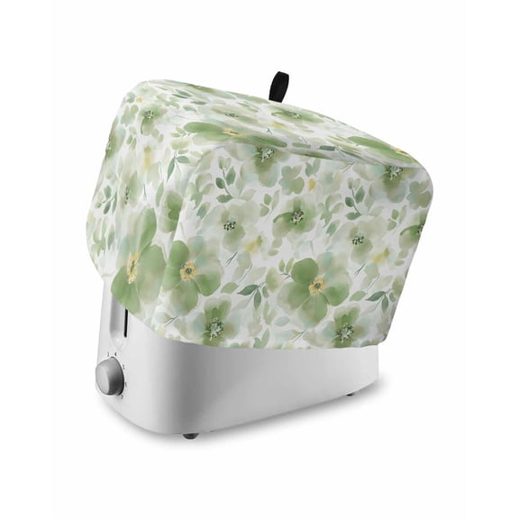 Sage Green Flower Toaster Cover 4 Slice, Abstract Garden Botanical Leaves Dustproof Bread Machine Oven Cover with Storage Pockets, Fits Most Kitchen Toasters Protector