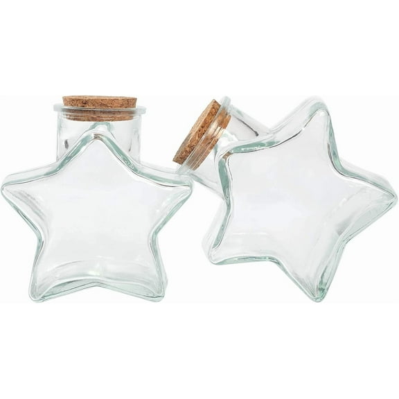 Magic Season Decorative Glass Bottles with Cork Stoppers (10 fl oz. Five-Pointed Star Bottles / 2 Pcs)