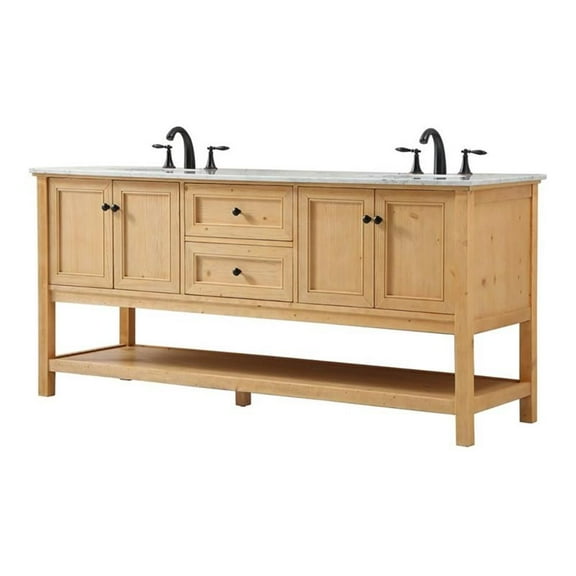 Elegant Decor Metropolis 72" Aluminum MDF Double Bathroom Vanity in Natural Wood