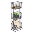 thumbnail image 4 of mDesign Tall Standing Bathroom Shelf Holder Rack - 3 Metal Wire Baskets - Black, 4 of 6
