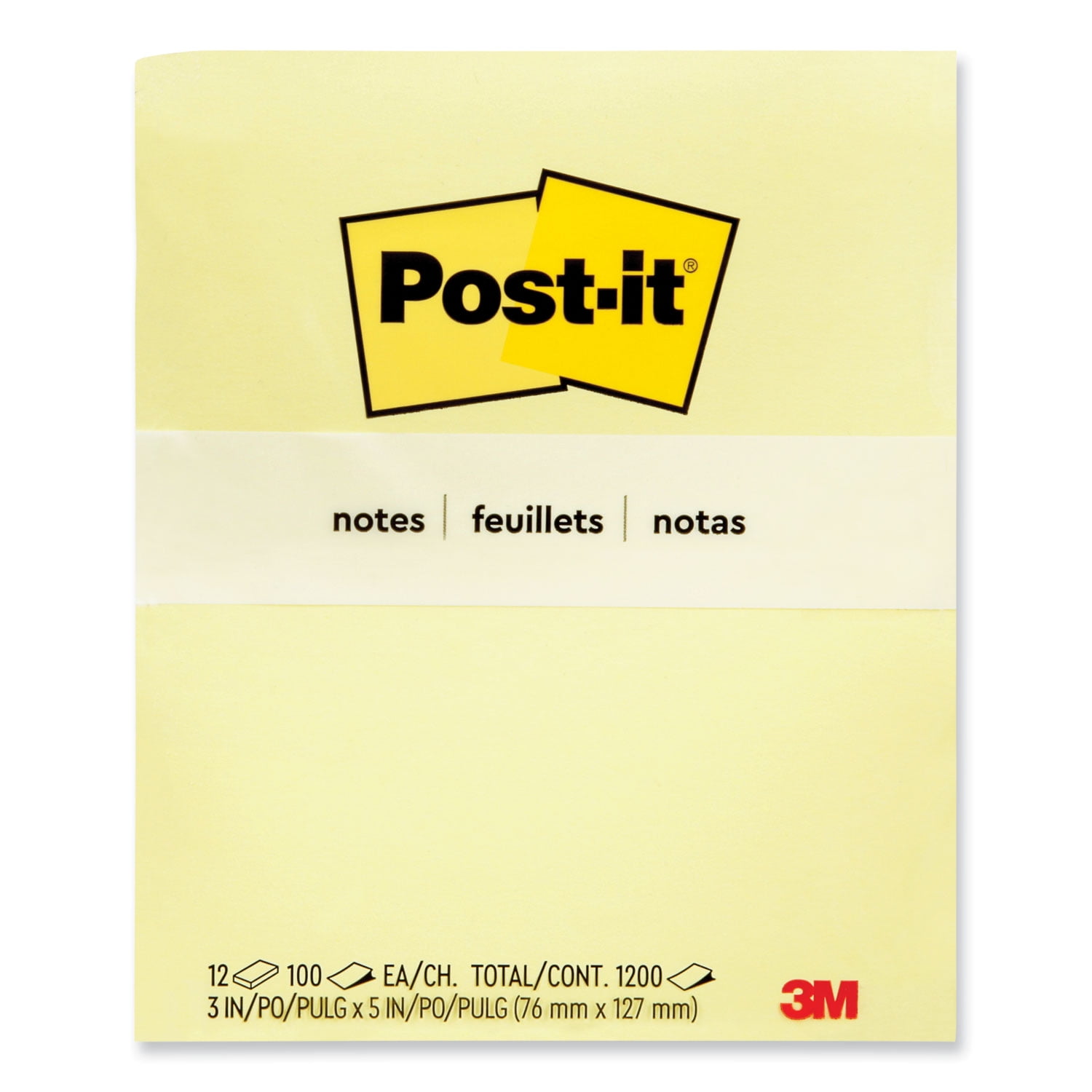 Post-it Alohadillas Originales De 655YW En Aarillo Canario, 3 X 5, 100 Hojas, 12paquete – Yaxa