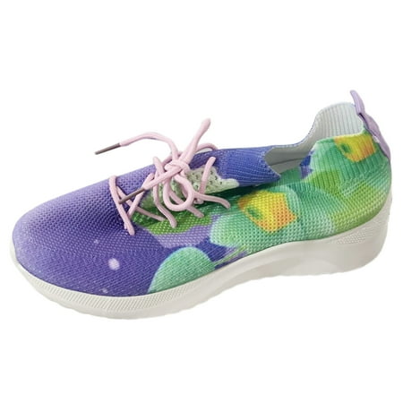 

GHSOHS Womens Shoes Non Slip Work Shoes Platform Sandals Casual Shoes for Women Sneakers Printed Flying Mesh Surface Breathable Lightweight Thick Soled Large Size Sports Shoes Slippers Size 42