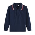 thumbnail image 3 of Garbnen Polo Shirts for Boy Girls Striped Quick Dry Long Sleeve Golf Shirt Teen Student Back To School Preppy Button Down Collared School Uniform Navy, 3 of 3
