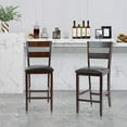 thumbnail image 3 of Costway Solid Wood Curved Backrest Bar Stools, Dark Espresso/Black (Set of 2), 3 of 10