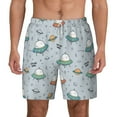 thumbnail image 2 of Picia Spaceship pattern Mens Swim Trunks with Compression Liner Stretch Beach Shorts Quick Dry with Zipper Pockets No-Chafing Board Shorts-Medium, 2 of 9