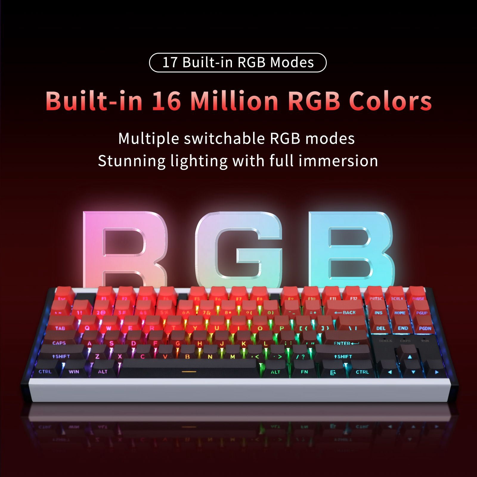 87 Keys Aluminum Mechanical Gaming Keyboard, 0.005 Precision 0.001 Low Latency, 5-Side Dye-Sub Keycaps, 17 ARGB Modes Support Win Mac VIA Customization