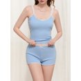 thumbnail image 3 of Michellecmm  Women’s Casual 2 Piece Outfits Lace Trimmed Cami Tops + Shorts Set, 3 of 9