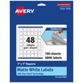 thumbnail image 1 of Etiquetas Avery TrueBlock blancas mate de 1" x 1" - 4.800 piezas, 1 of 7