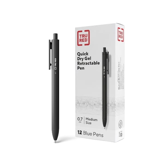 Bolígrafos de gel TRU RED 0,7 mm tinta negra retráctiles, paquete de 12